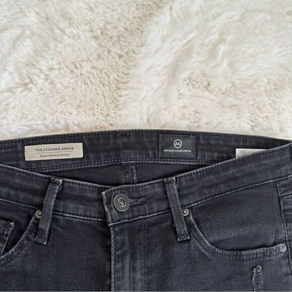 AG Adriano Goldschmied the legging super skinny ankle jeans black w distressing - Picture 3 of 7